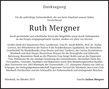 Todesanzeige von Ruth Mergner von merkurtz