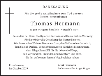 Todesanzeige von Thomas Hermann von merkurtz