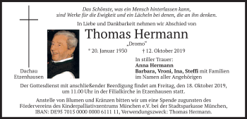 Todesanzeige von Thomas Hermann von merkurtz