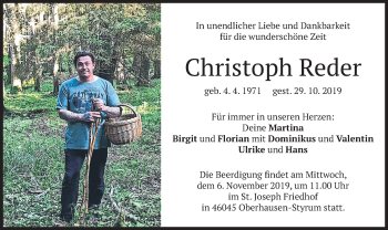 Todesanzeige von Christoph Reder von merkurtz