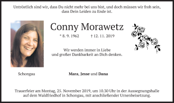 Todesanzeige von Conny Morawetz von merkurtz