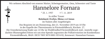 Todesanzeige von Hannelore Fornara von merkurtz