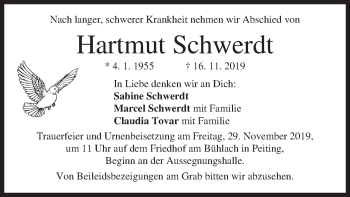 Todesanzeige von Hartmut Schwerdt von merkurtz