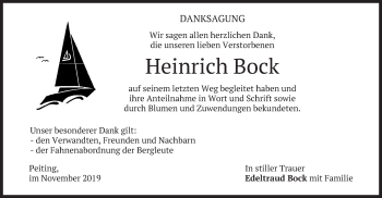 Todesanzeige von Heinrich Bock von merkurtz