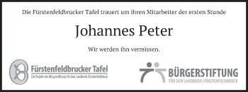 Todesanzeige von Johannes Peter von merkurtz