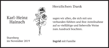 Todesanzeige von Karl-Heinz Hainsch von merkurtz