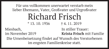 Todesanzeige von Richard Frisch von merkurtz