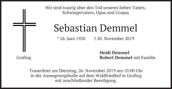 Todesanzeige von Sebastian Demmel von merkurtz