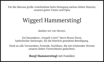Todesanzeige von Wiggerl Hammerstingl von merkurtz