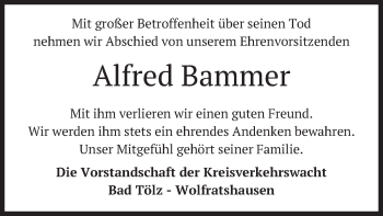 Todesanzeige von Alfred Bammer von merkurtz