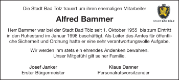 Todesanzeige von Alfred Bammer von merkurtz