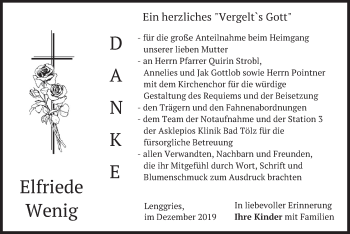 Todesanzeige von Elfriede Wenig von merkurtz