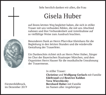 Todesanzeige von Gisela Huber von merkurtz