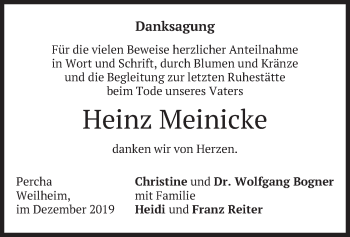 Todesanzeige von Heinz Meinicke von merkurtz