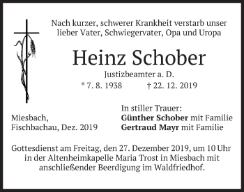 Todesanzeige von Heinz Schober von merkurtz