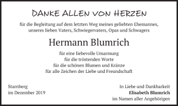 Todesanzeige von Hermann Blumrich von merkurtz