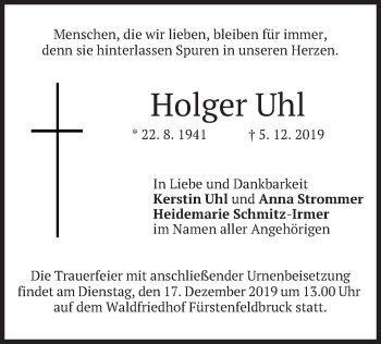 Todesanzeige von Holger Uhl von merkurtz