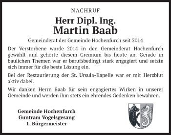 Todesanzeige von Martin Baab von merkurtz