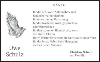 Todesanzeige von Uwe Schulz von merkurtz