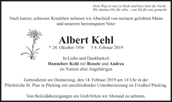 Todesanzeige von Albert Kehl von merkurtz
