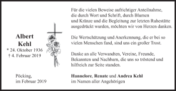 Todesanzeige von Albert Kehl von merkurtz