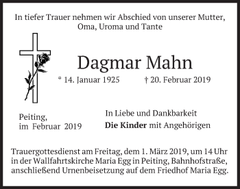 Todesanzeige von Dagmar Mahn von merkurtz