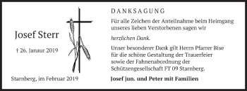 Todesanzeige von Josef Sterr von merkurtz