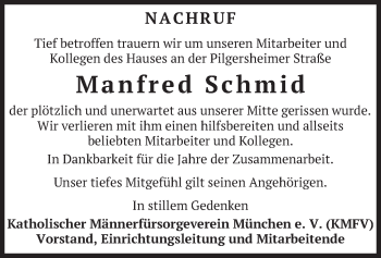 Todesanzeige von Manfred Schmid von merkurtz