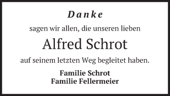 Todesanzeige von Alfred Schrot von merkurtz