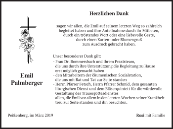 Todesanzeige von Emil Palmberger von merkurtz