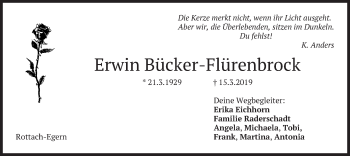 Todesanzeige von Erwin Bücker-Flürenbrock von merkurtz