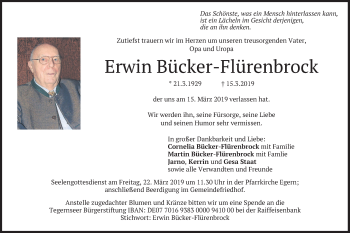 Todesanzeige von Erwin Bücker-Flürenbrock von merkurtz