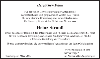 Todesanzeige von Heinz Strauß von merkurtz