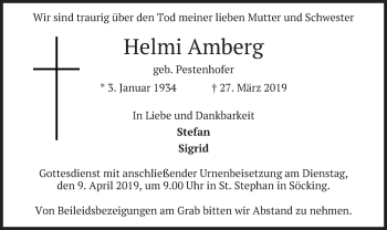 Todesanzeige von Helmi Amberg von merkurtz