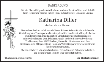 Todesanzeige von Katharina Diller von merkurtz