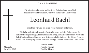 Todesanzeige von Leonhard Bachl von merkurtz