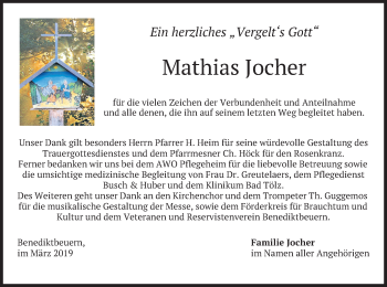 Todesanzeige von Mathias Jocher von merkurtz