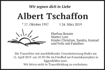 Todesanzeige von Albert Tschaffon von merkurtz