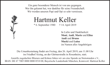 Todesanzeige von Hartmut Keller von merkurtz
