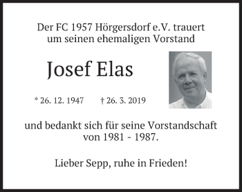 Todesanzeige von Josef Elas von merkurtz