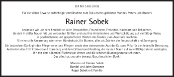 Todesanzeige von Rainer Sobek von merkurtz