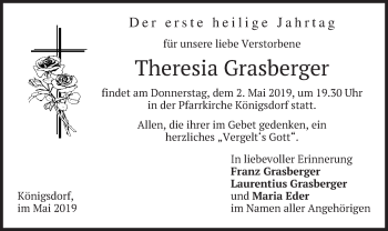 Todesanzeige von Theresia Grasberger von merkurtz