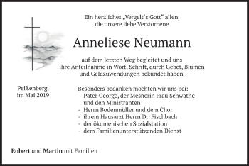 Todesanzeige von Anneliese Neumann von merkurtz