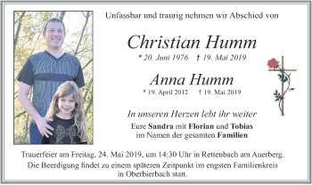 Todesanzeige von Christian und Anna Humm von merkurtz