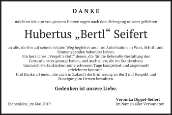 Todesanzeige von Hubertus Bertl Seifert von merkurtz