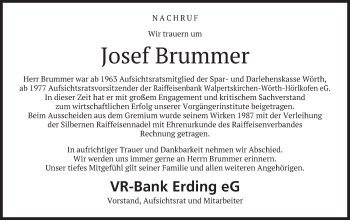 Todesanzeige von Josef Brummer von merkurtz