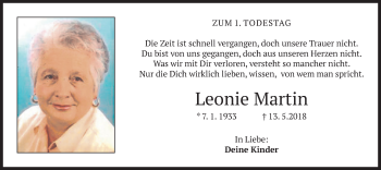 Todesanzeige von Leonie Martin von merkurtz