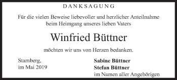 Todesanzeige von Winfried Büttner von merkurtz