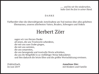 Todesanzeige von Herbert Zörr von merkurtz