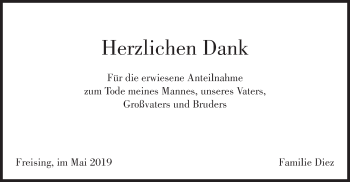 Todesanzeige von Herzlichen Dank von merkurtz